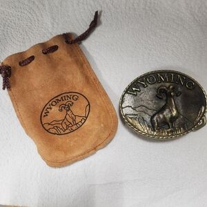 Vintage Heritage Belt Buckle Ltd Solid Brass Registered Collection Wyoming 70's‎